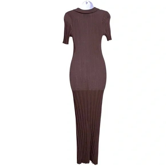 Revolve LSpace Undertow Dress Womens L Expresso Brown Stretch Ribbed Knit Maxi - Picture 8 of 11